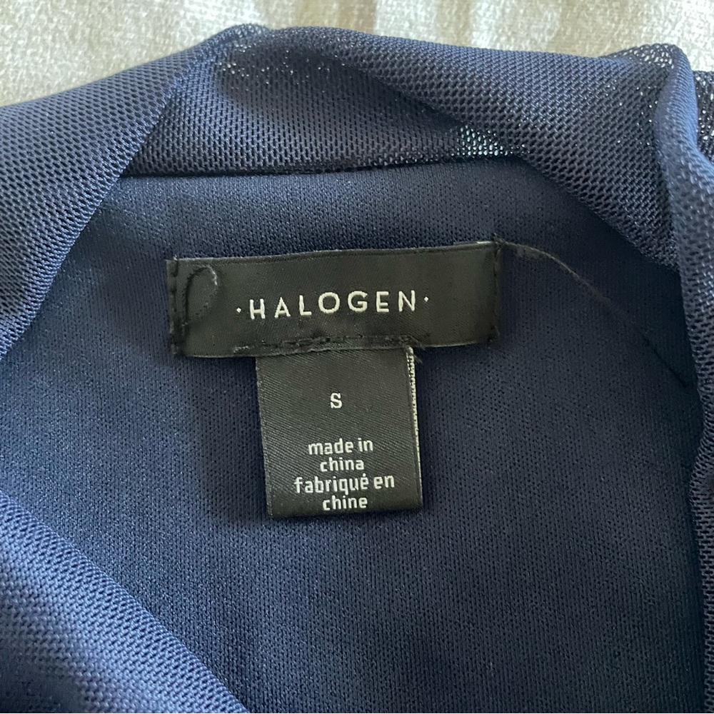 Halogen Mesh Sleeveless Top Women’s S Navy Blue Cowl Neck Layered Career Office - Picture 2 of 11